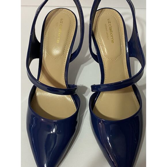 NWOB LIZ CLAIBORNE WOMENS 8.5 Navy Blue Patent Leather Pumps Office Career NEW - Picture 5 of 6